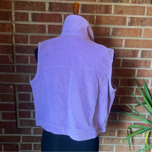 Forever 21 Women S Lavender Corduroy Sleeveless Button-Down Vest Pastel Pockets - Picture 2 of 12